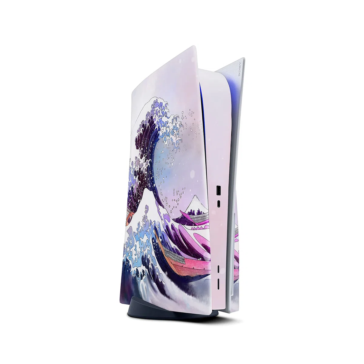 PS5 Wave - Skin de acuarela para consola PlayStation 5 y 2 controladores, vinilo 3M calcomanía pegatinas cubierta completa (edición de disco)
