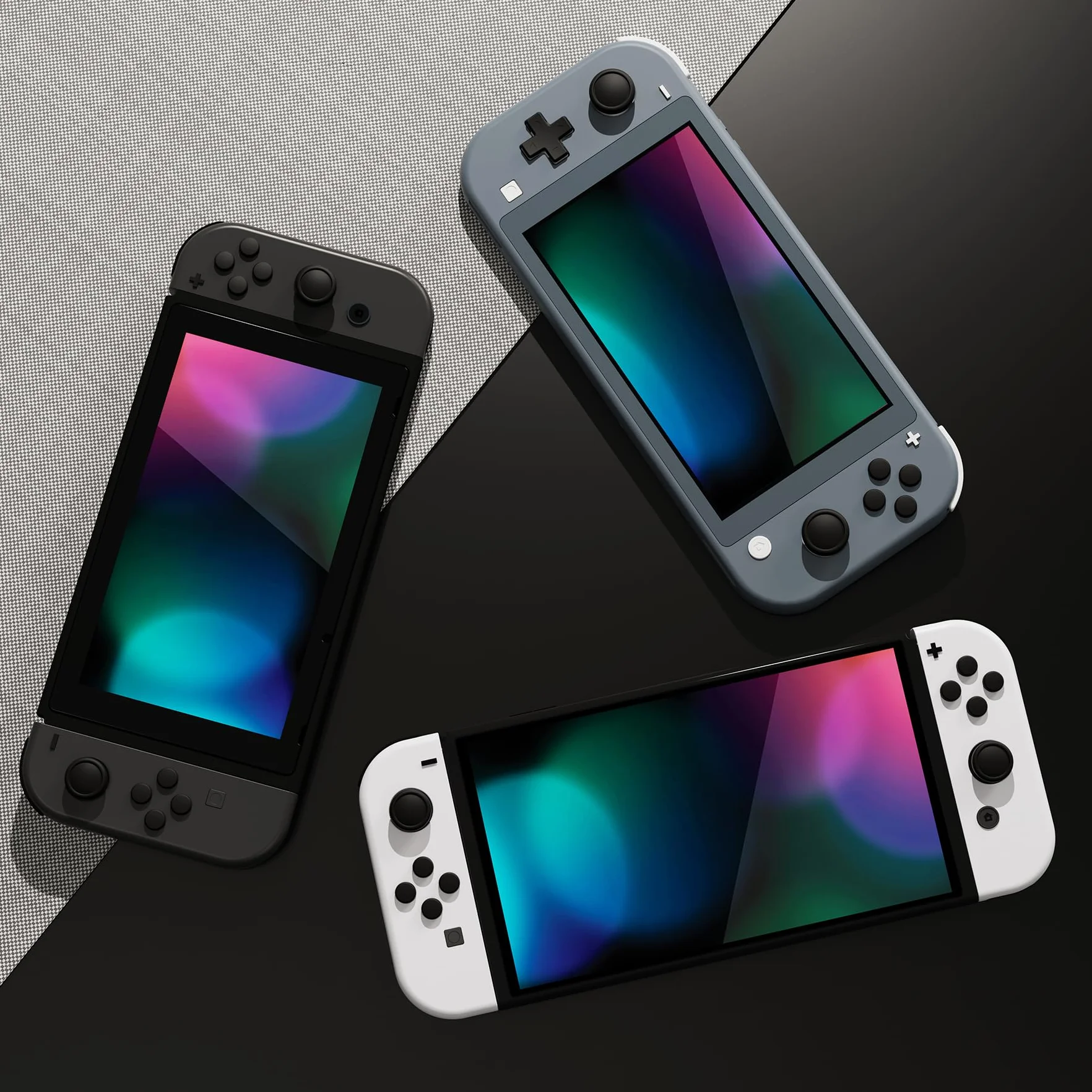 PlayVital Agarres para el Pulgar para Nintendo Switch/Lite/OLED, Tapas de Silicona para Botones ABXY y D-Pad, Silicona Caps de Joystick para Switch Lite, Tapones para Thumbstick (Negro)