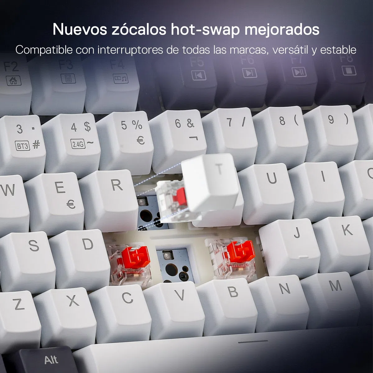 Redragon K673 Pro 75% Gasket RGB Teclado Mecánico, Teclado Gaming con Perilla, 82 Teclas, 2.4Ghz/BT/USB-C, Espumas Absorbentes de Sonido, Hot-Swap Interruptor Rojo, 4000mAh batería, QWERTY Español
