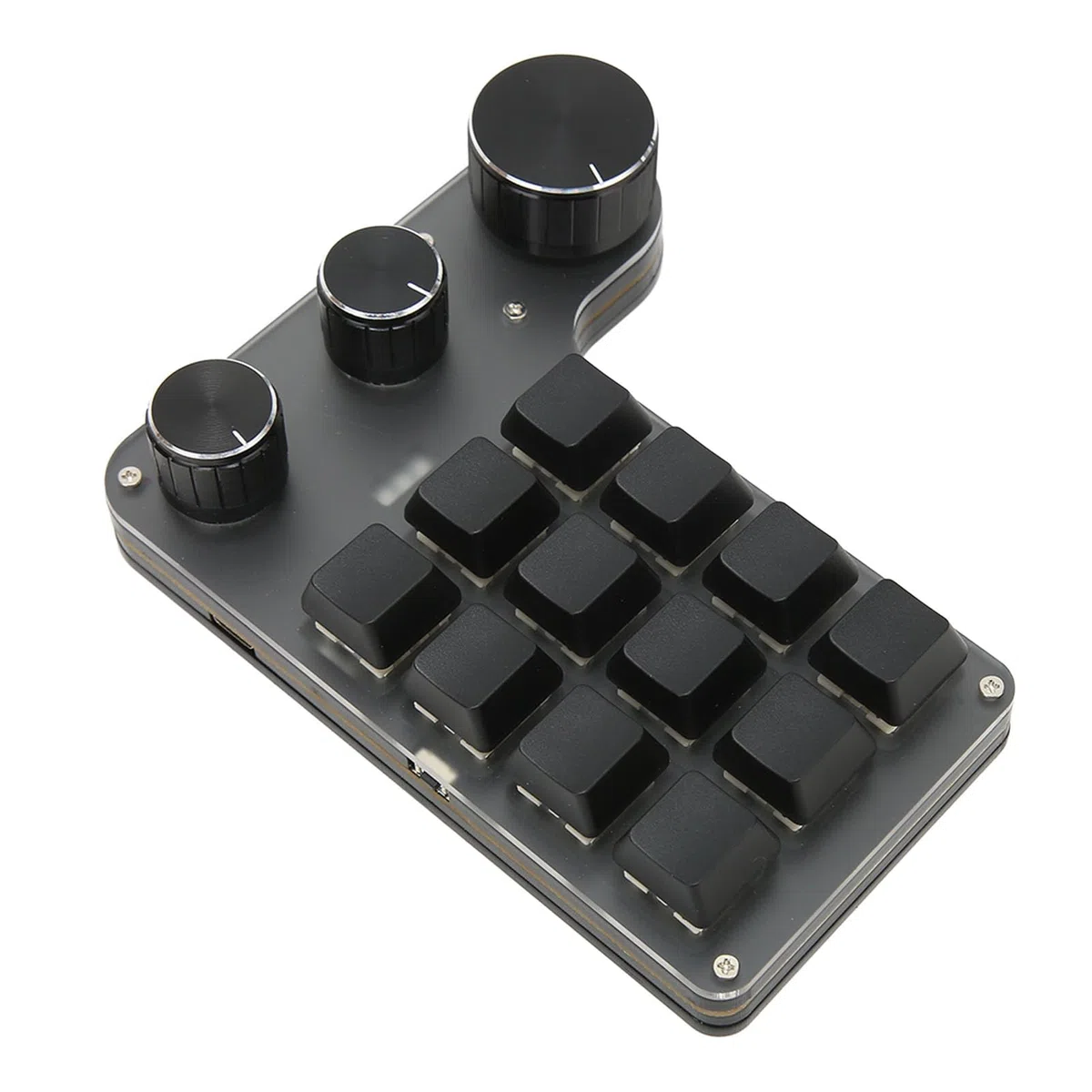 Fockety Teclado Gaming, Mini Teclado Macro 12 Teclas, Teclado Mecánico Multifunción DIY Programable con una Mano con 3 Botones, Teclado Gaming Plug and Play (USB con Cable)
