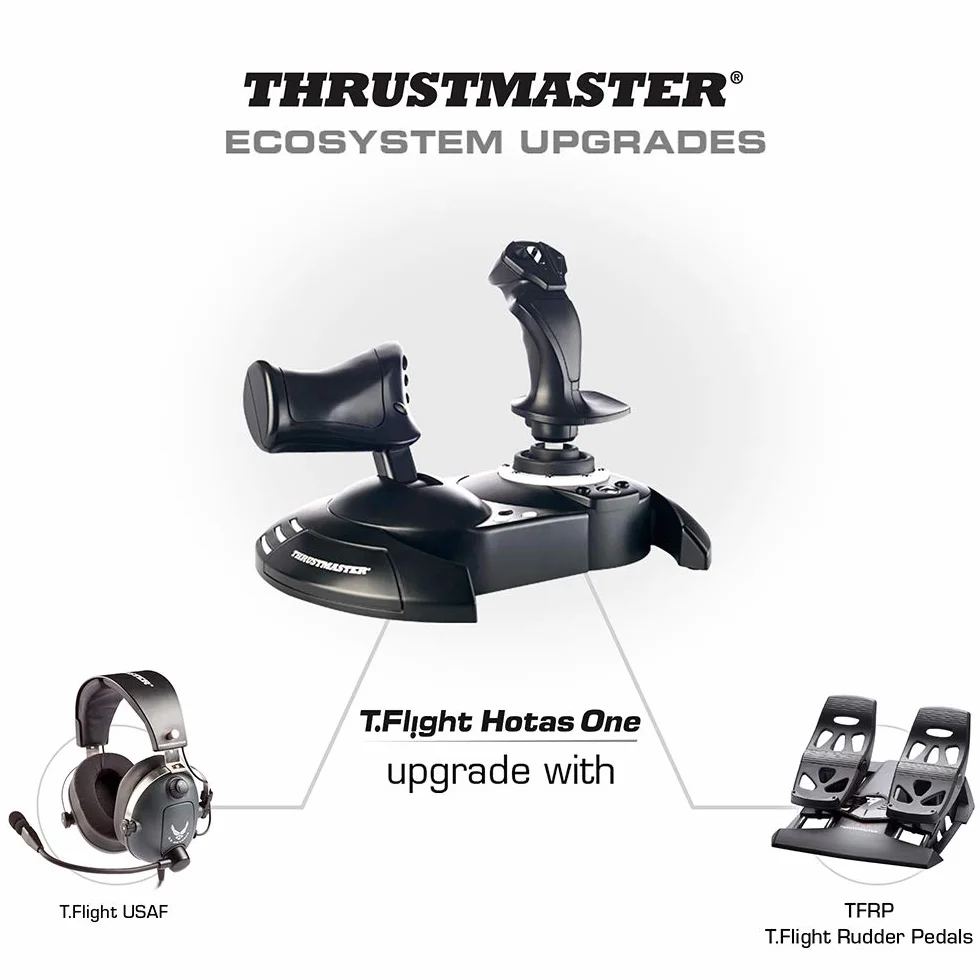 Thrustmaster T.Flight Hotas One - Joystick y Mando de Potencia para Xbox Series X|S, Xbox One y PC (Licencia Oficial, Acelerador Desmontable, 14 Botones de Acción) Negro
