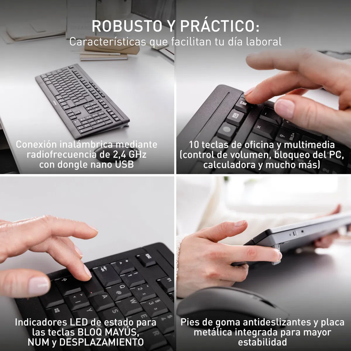CHERRY STREAM DESKTOP RECHARGE, Pack de Teclado y Ratón Inalámbricos, Distribución de Teclado Inglés UK (QWERTY), Radiofrecuencia 2,4 GHz, Teclas Silenciosas, Recargable, Blanco/Gris