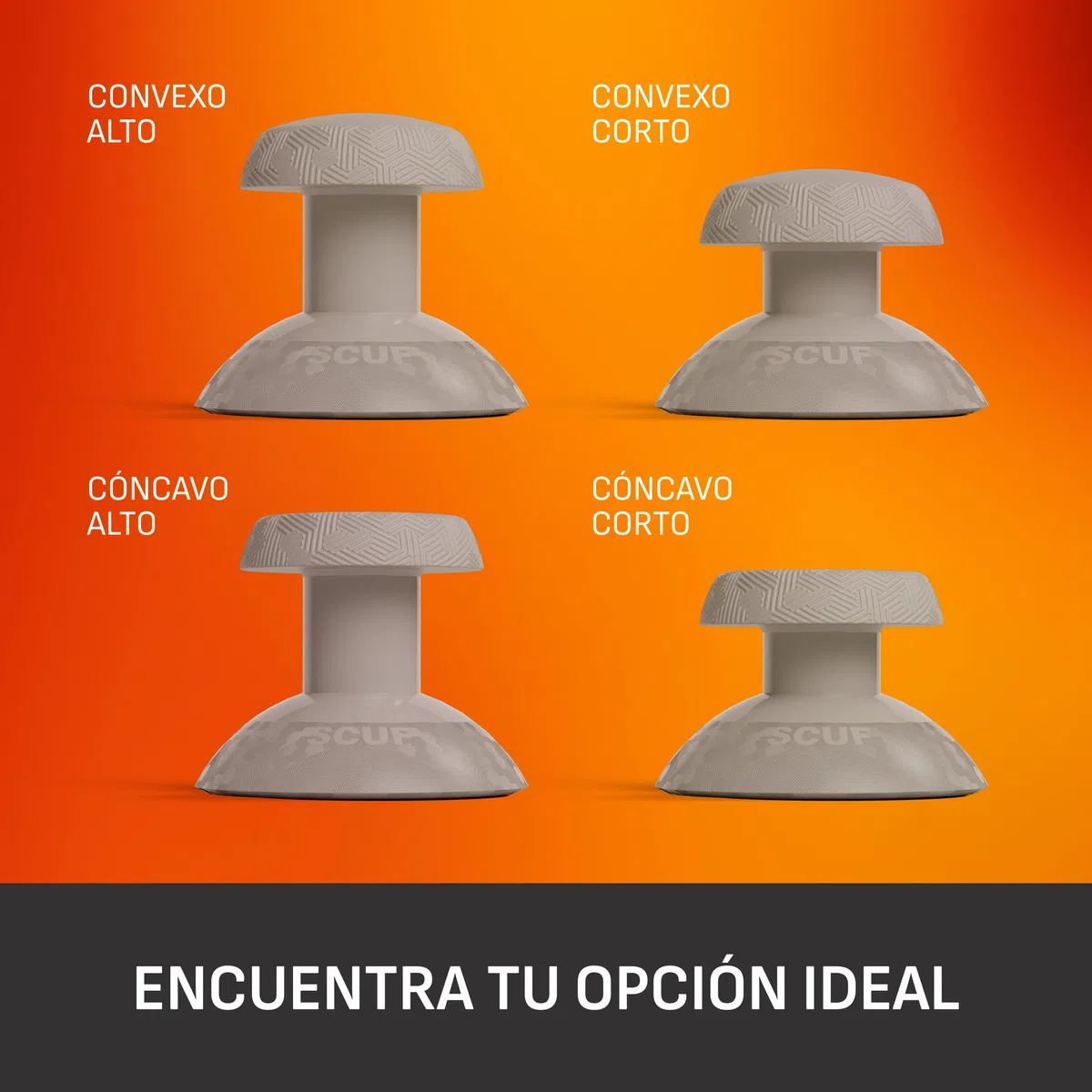 SCUF Valor Pro Kit de Sustitución del Sticks – 1 Corto Cóncavo, 1 Corto Convexo, 1 Largo Cóncavo, 1 Largo Convexo, Fácil de Intercambiar, Duradero – Gris Claro