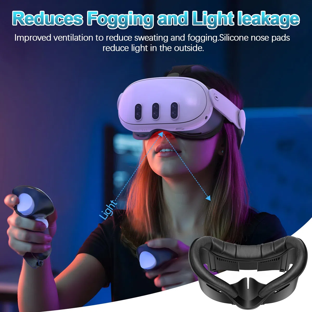 Almohadilla Facial de Realidad Virtual, Interfaz Facial Compatible con Accesorios Meta/Oculus Quest 3, Almohadilla Facial de PU Suave como Repuesto para Quest 3 (Quest3)