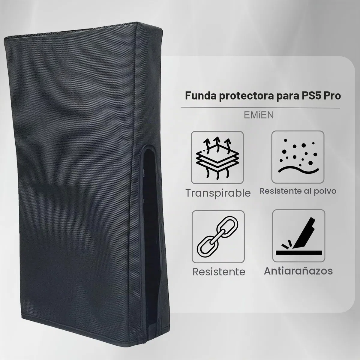 Cubierta antipolvo para consola PS5 Pro, tela Oxford, antiarañazos, impermeable, con puerto de cable trasero para Sony PlayStation 5 digital, versión de disco y versión de disco (negro)