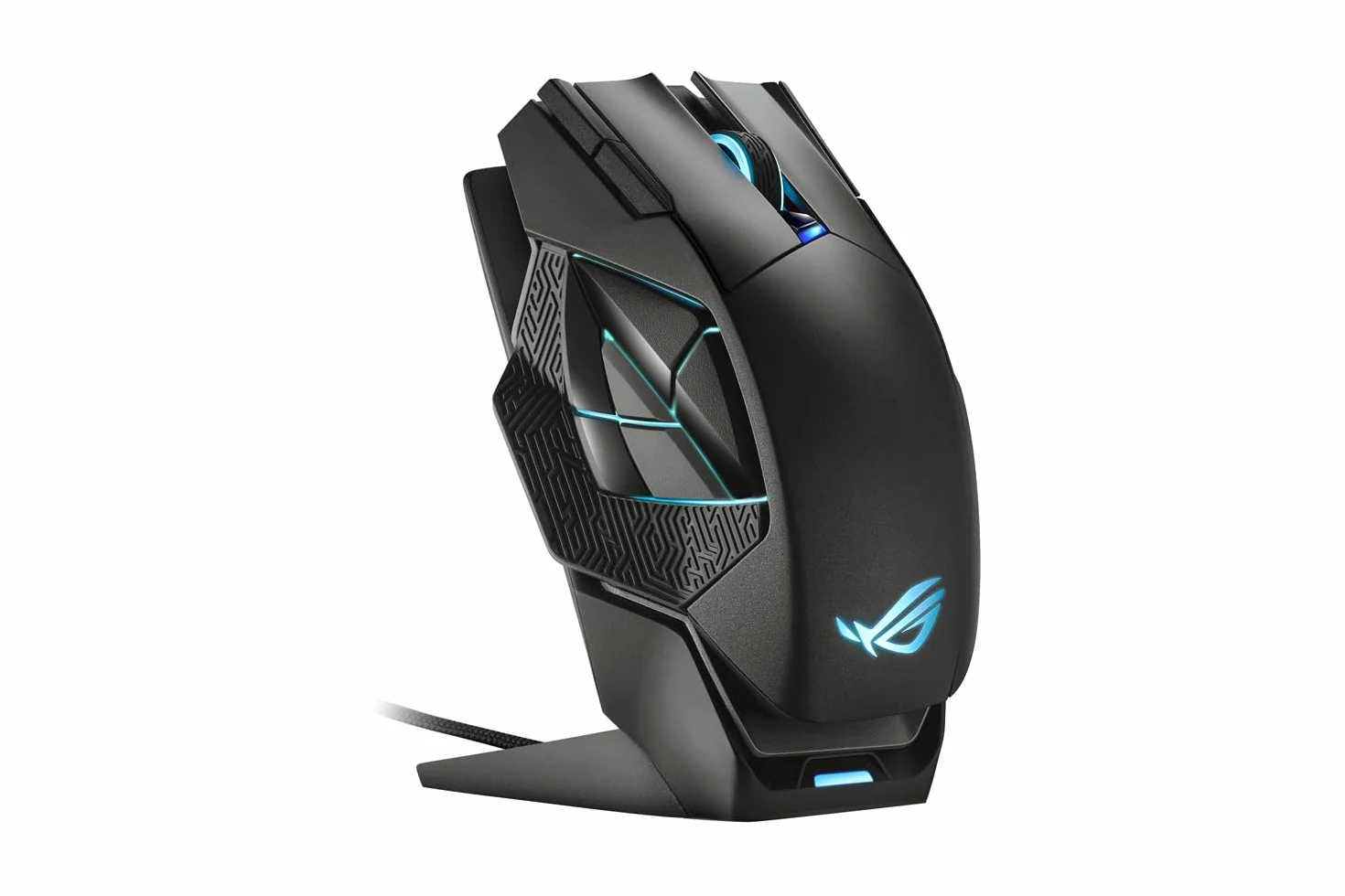 ASUS ROG Spatha X Ratón Gaming Inalámbrico (conectividad por Cable y RF de 2,4 GHz, Soporte de Carga, 12 Botones programables, 19 000 dpi, interruptores Intercambiables, ROG Paracord y Aura Sync)