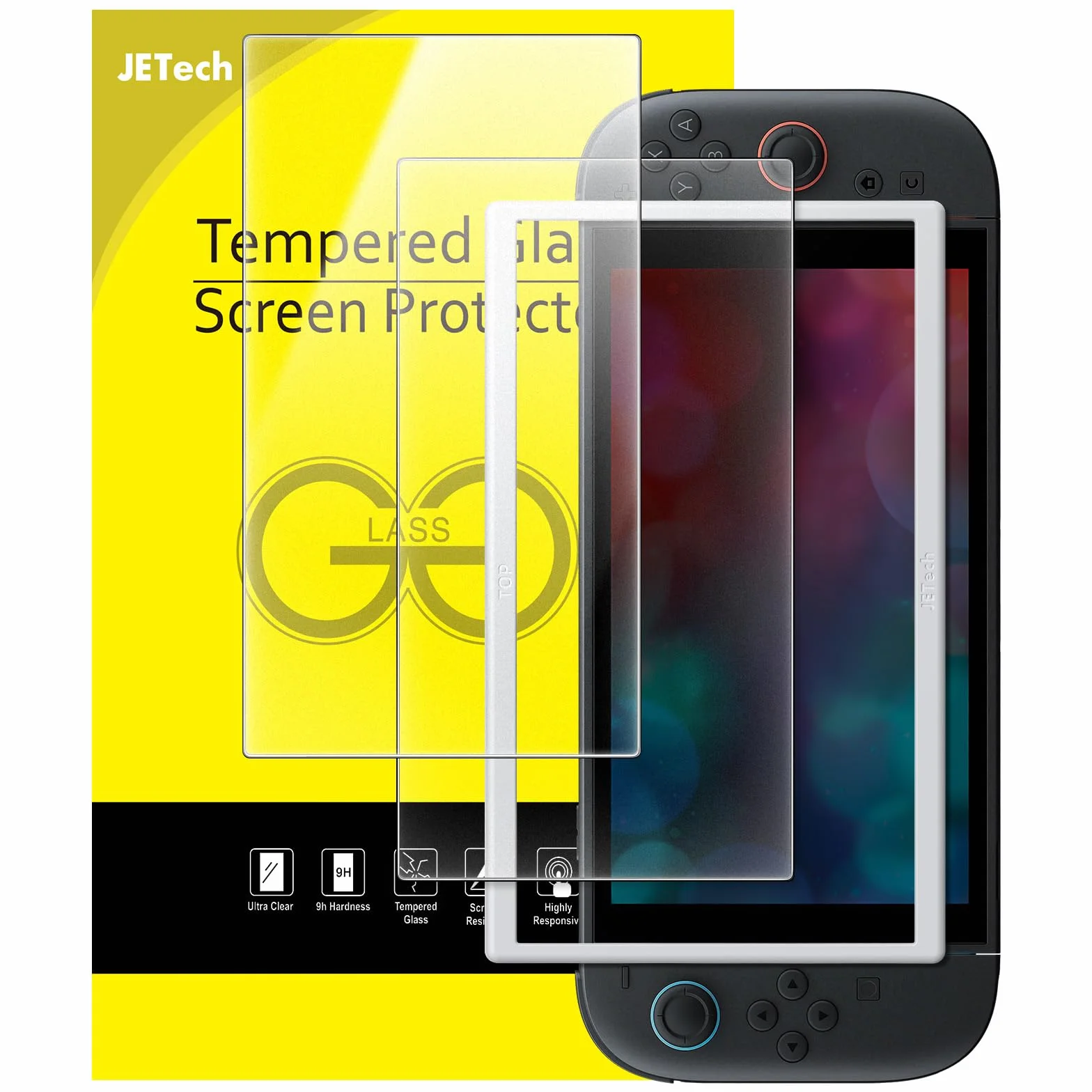 JETech Protector Pantalla Mate para Nintendo Switch 2 2025, Cristal Vidrio Templado 9H Antireflejo con Marco de Instalación Fácil, Antihuellas Tacto Suave, 2 Unidades