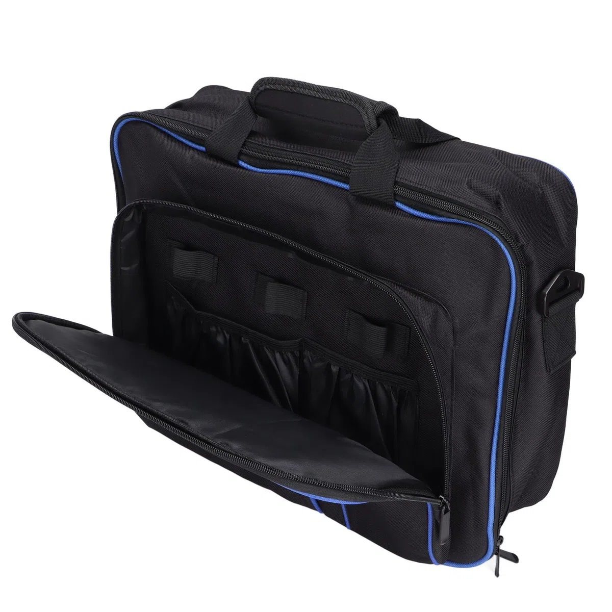 TICFOX Bolsa de Transporte de Viaje Estuche Protector de Gran Capacidad para Consola de Juegos y Accesorios para Juegos Diseño ergonómico Solución de Almacenamiento portátil para c (Azul Negro)