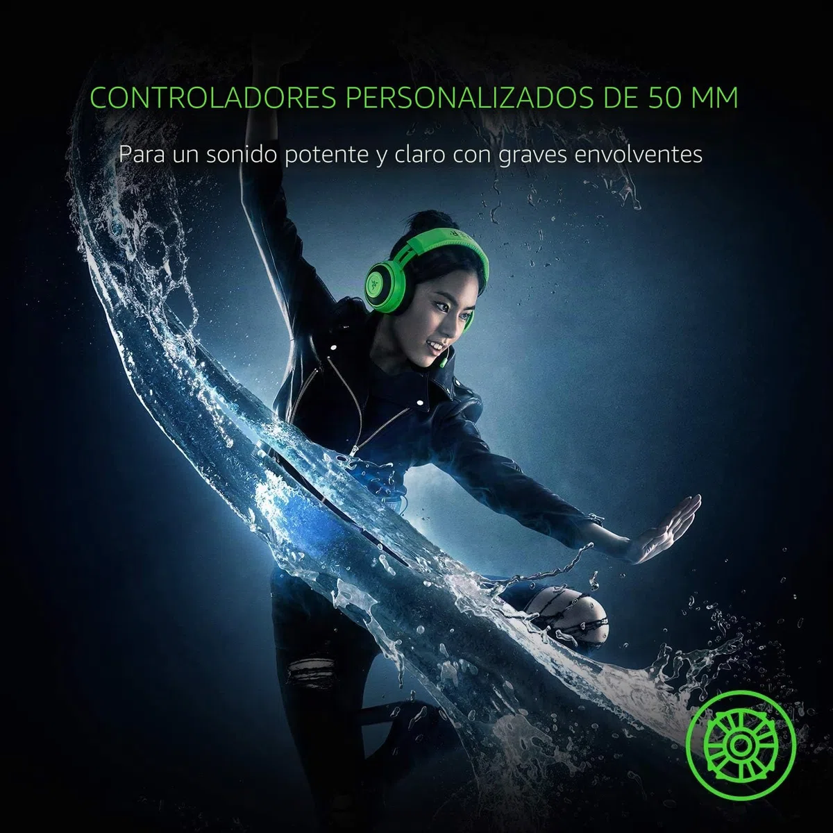 Razer Kraken Tournament Edition - Auriculares para videojuegos (auriculares con cable y controlador de audio USB, controlador THX Spatial Audio, 50 mm, compatibilidad entre plataformas), color verde