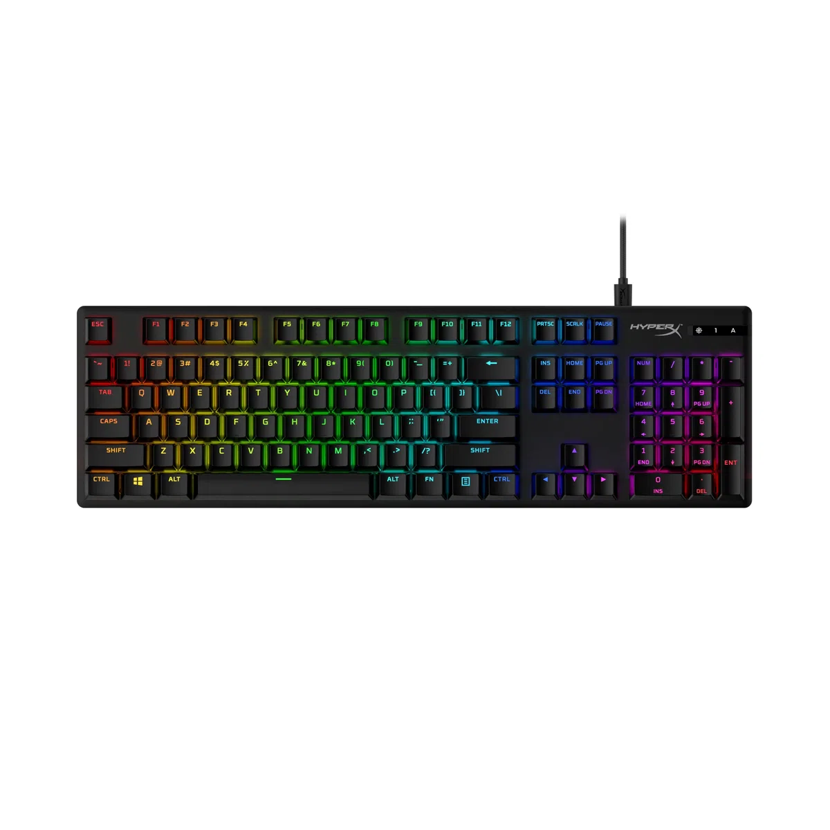 HyperX Teclas PBT, Conjunto completo de teclas, material PBT de doble disparo, diseño en inglés (EE. UU.), 104Teclas, Negro