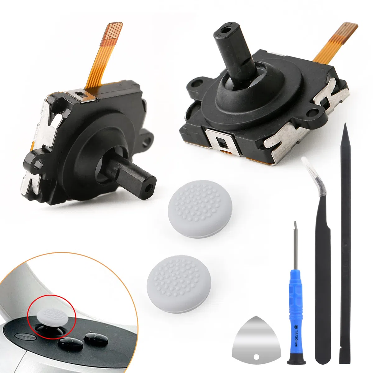RongZy Joystick Analógico de Repuesto para Oculus Quest 2 Reemplazo de Sensor del Joystick Analógico para Meta Quest 2 Controlador Accesorios de Repuesto de Tapa de Joystick con Herramientas