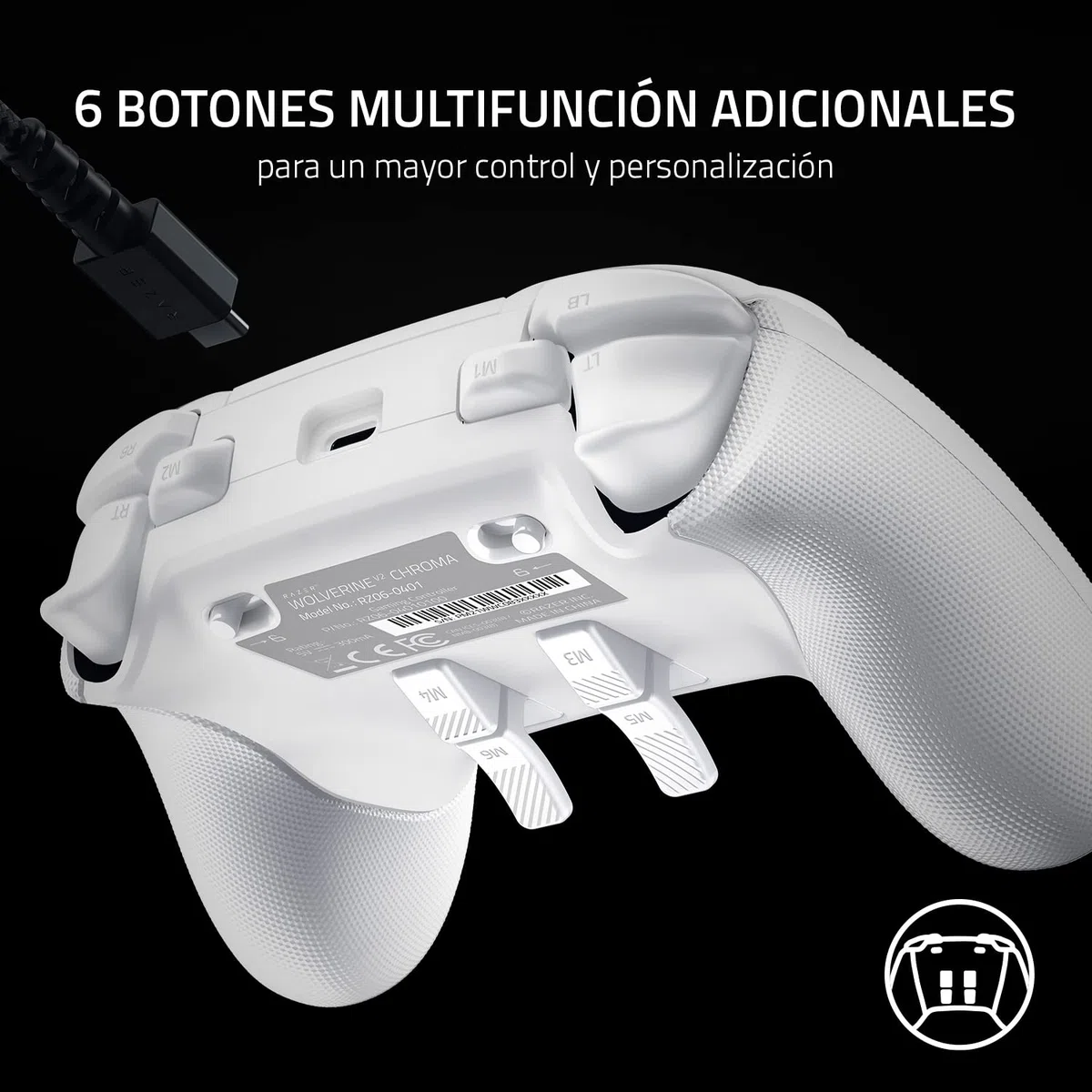 Razer Wolverine V2 Chroma - Mando Xbox Series X|S Totalmente Personalizable con iluminación RGB (6 Botones multifunción, Tapones de Stick Intercambiables, Modo Hair Trigger) Mercury