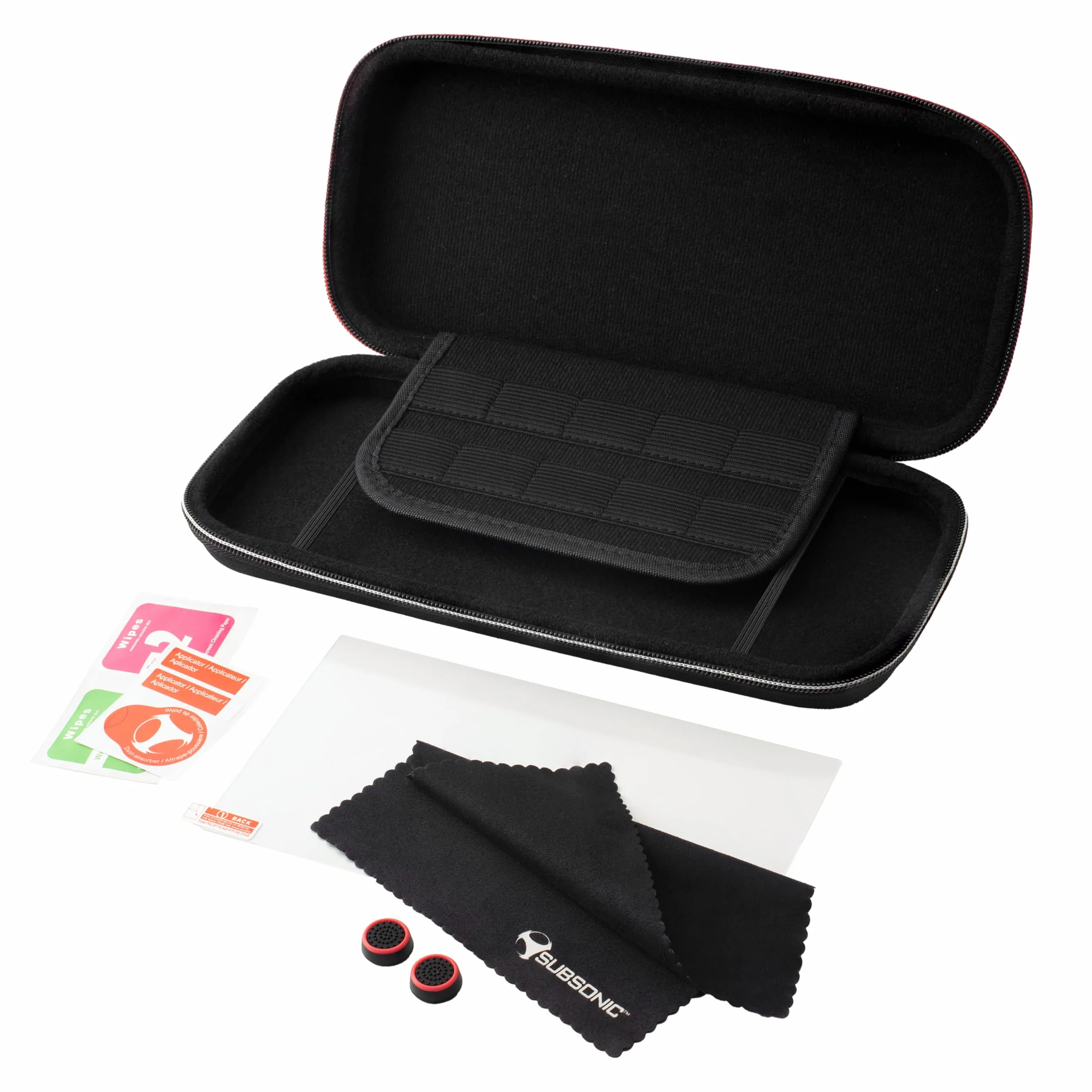 Subsonic - Pack de accesorios para Nintendo Switch 2 - kit 5 en 1 con funda, protector de pantalla de cristal templado para Switch 2, empuñaduras para joystick, kit de limpieza, paño de microfibra