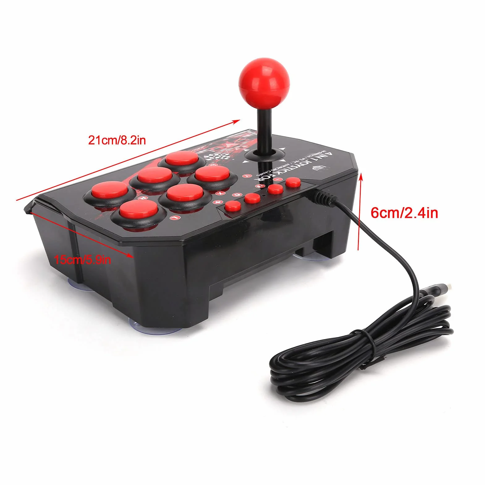 VINGVO Arcade Fight Stick, Arcade Games Accesorios Confort Y Ergonomía Clásico Esquema de Color Negro Y Rojo PC Street Fight Controller para PS3 para Switch para PC