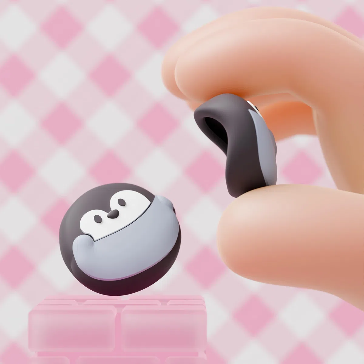 PlayVital 4 Piezas de Agarres para el Pulgar para Nintendo Switch 2 2025, Kawaii Tapas de Silicona para Joysticks de Joycon, Protector para Joystick, Accesorios para Switch 2 (Pingüino Adorable)