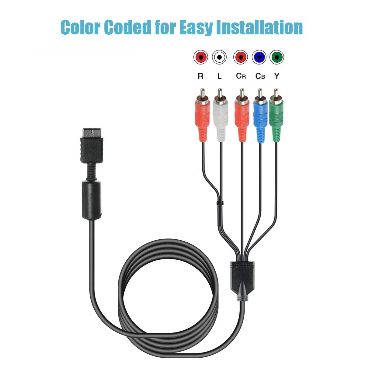 TENINYU Compatible con PS2/PS3/PS3 Slim HDTV-Ready TV HD Component AV Cable de 5 cables de 6 pies, color negro