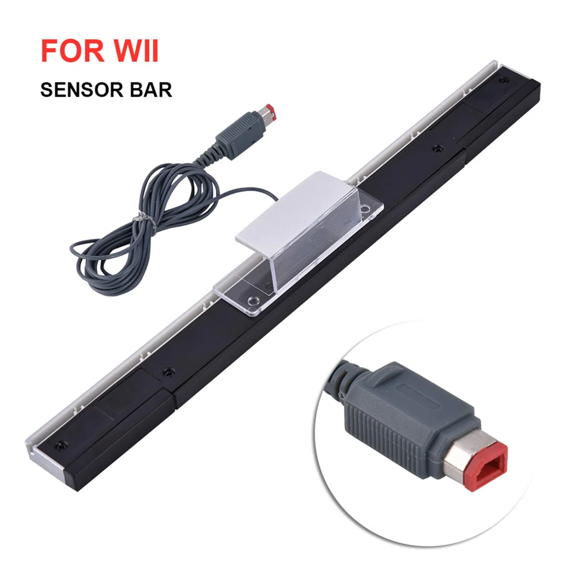 Barra de Sensor para Wii, Repuesto de Barra de Sensor de Rayos Infrarrojos con Cable para Nintendo Wii, Conecta hasta 4 Manijas