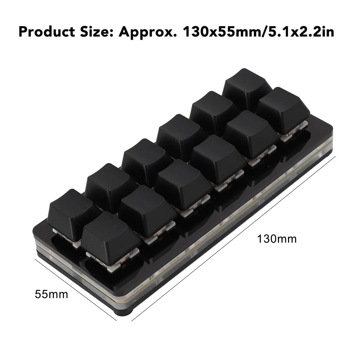 Teclado programable, Mini Teclado USB para Juegos de 12 Teclas con LED RGB, Interruptor Rojo Intercambiable en Caliente, Teclado mecánico Personalizado para 1 Mano, para Juegos