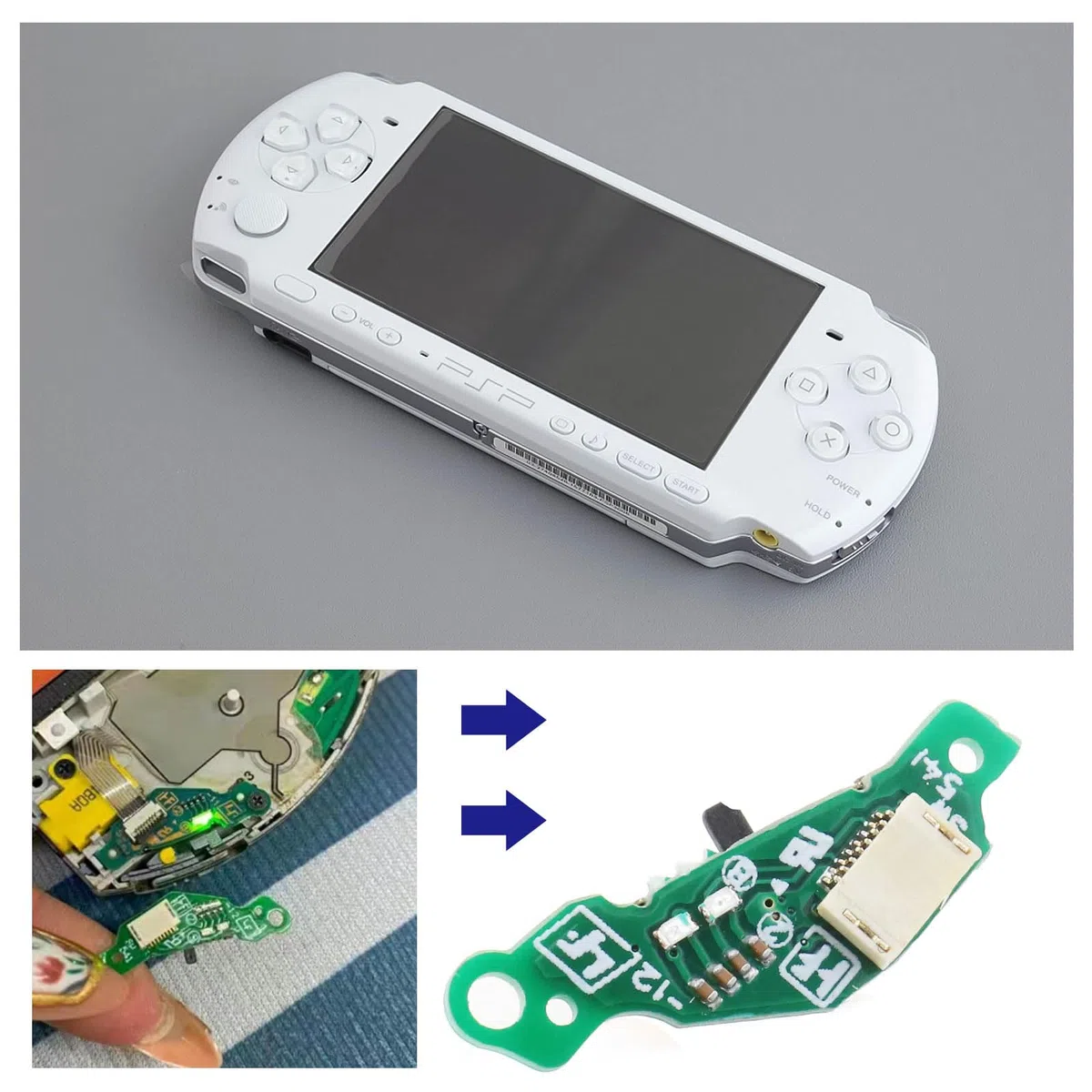 Interruptor de encendido y apagado de placa de circuito de repuesto para consola PCB, interruptor de encendido y apagado, pieza de reparación compatible con consola Sony PSP 3000 3001 3004