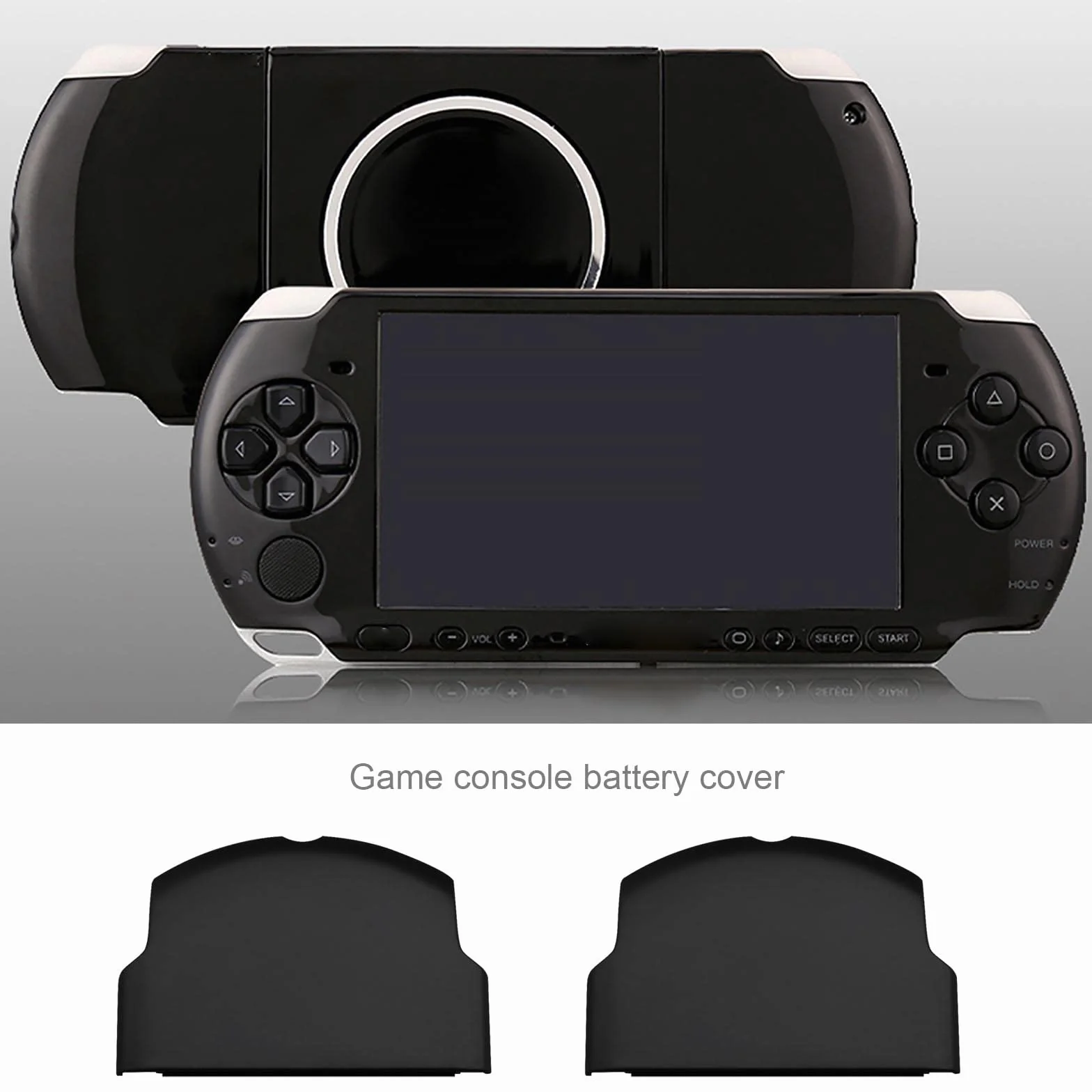 2 Fundas de Repuesto para Puerta de batería compatibles con Sony PSP 2000 2003 2004 3000 3003 3004 Accesorios de Consola de plástico Negro