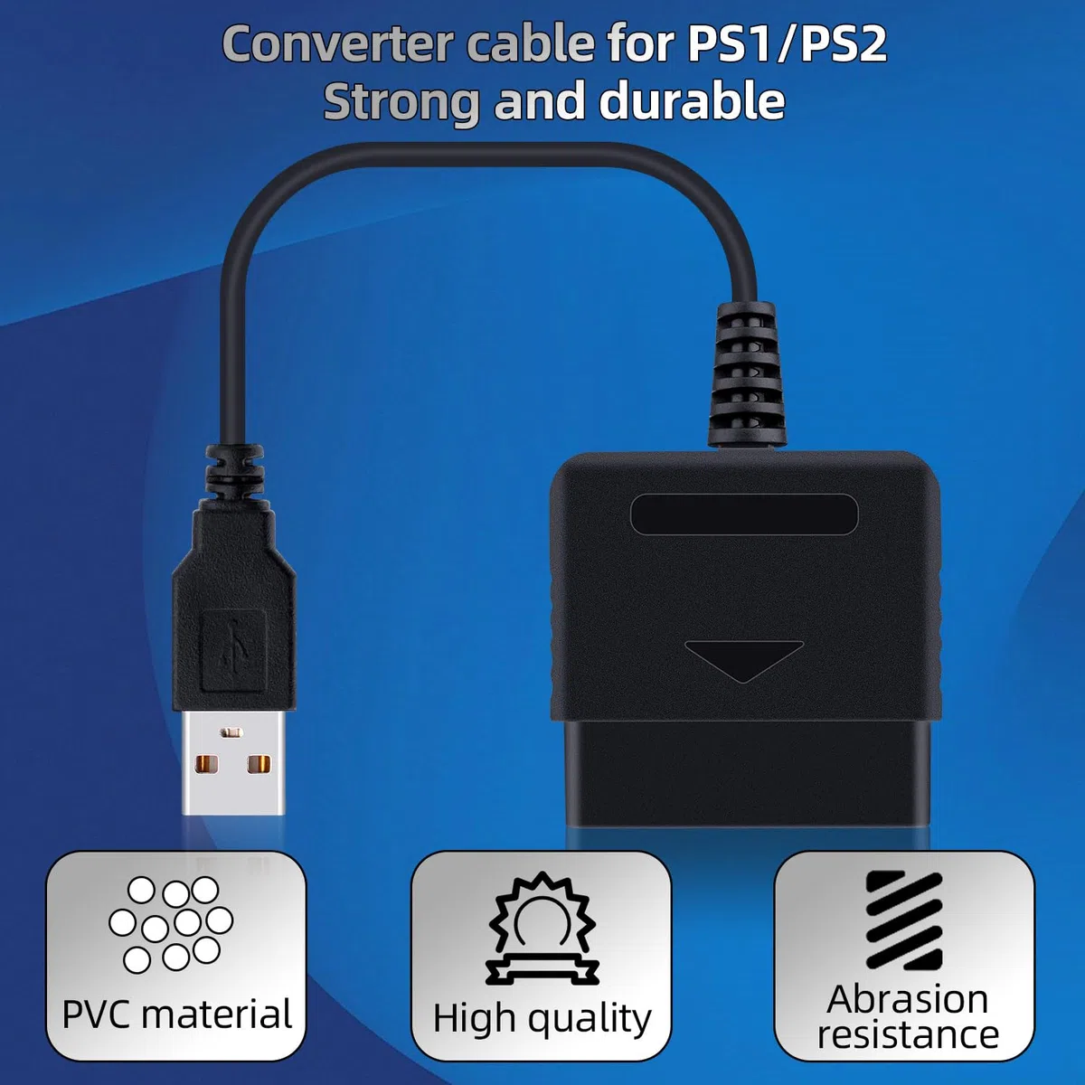 OSTENT Adaptador USB Cable Convertidor para Sony PlayStation 1/2 PS One PSX Mando con Cable Gamepad Joystick a PC Portátil