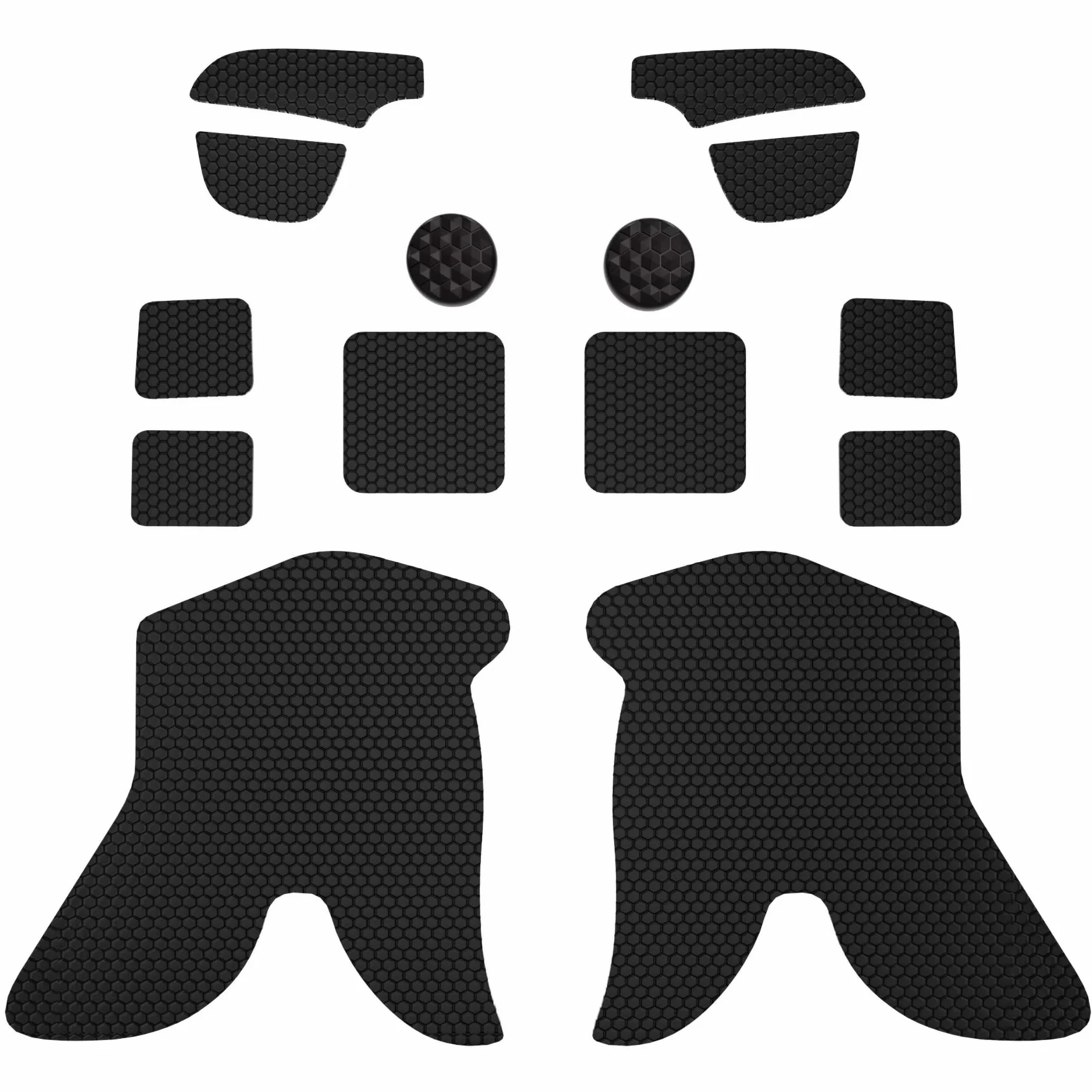 PlayVital Almohadilla de Goma Suave con Textura para Steam Deck LCD & OLED Pegatina para Mejorar el Agarre de la Piel Protector con Botón Trasero y Tapas de Pulgar(Panal Textura-Negro)
