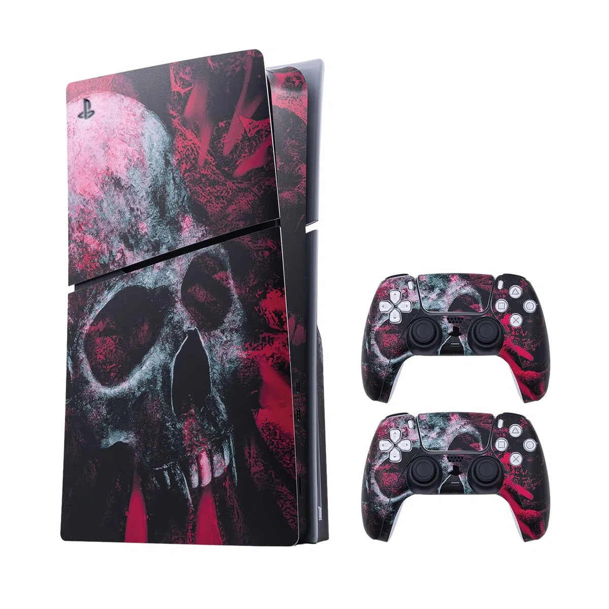 Mcbazel Calcomanías de la Serie Pattern Pegatinas de Vinilo Solo para PS5 Slim Disc Edition - Cráneo Rojo