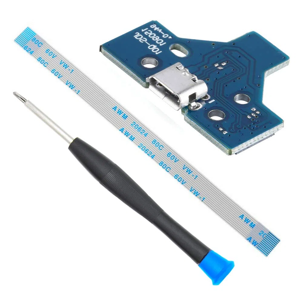 MMOBIEL Reemplazo del Puerto de Carga para PlayStation PS4 Modelo Dualshock 4 el Controlador: JDS-001 Cable Flexible de 12 Pines con Incl. (+) Destornillador