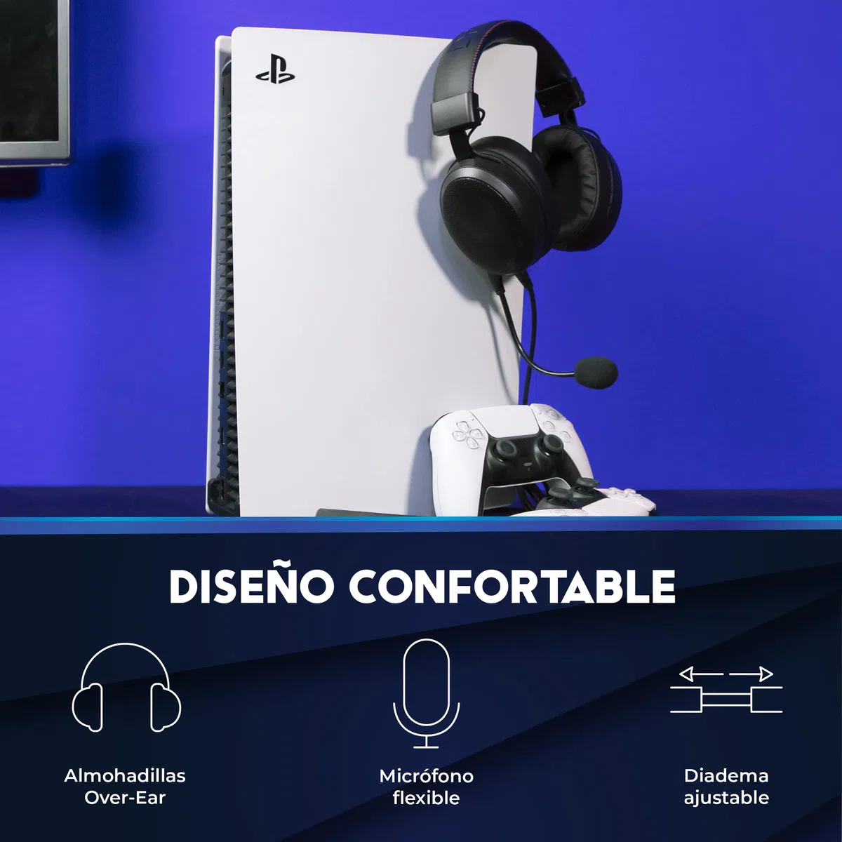DR1TECH Blackjack+ Auriculares Cascos Gaming con Cable y Micrófono para PS5 Consola [Audio 3D], PS4, Xbox y Smartphone - Auricolares Over Ear con Driver 40mm (INMERSIÓN Total)