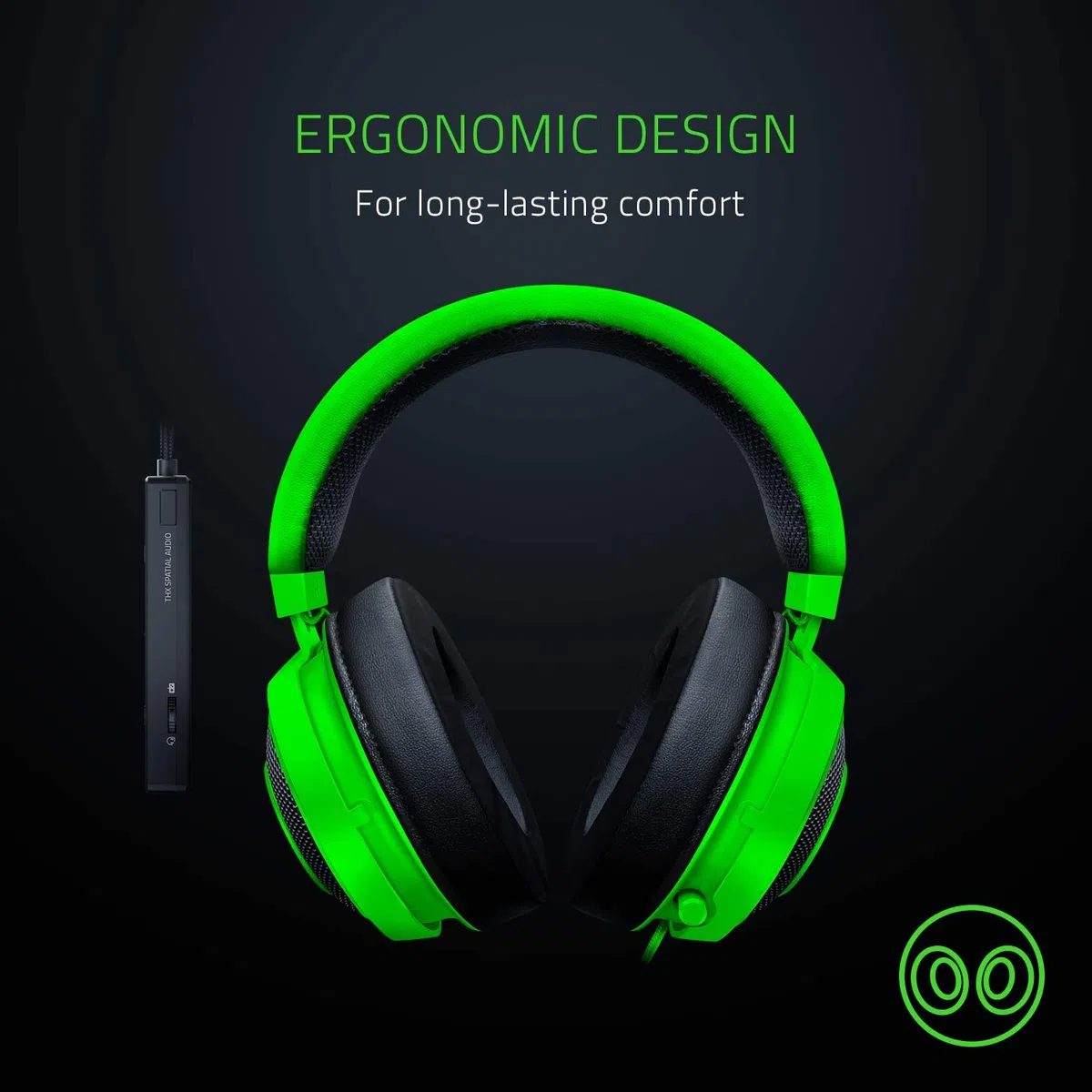 Razer Kraken Tournament Edition - Auriculares para videojuegos (auriculares con cable y controlador de audio USB, controlador THX Spatial Audio, 50 mm, compatibilidad entre plataformas), color verde