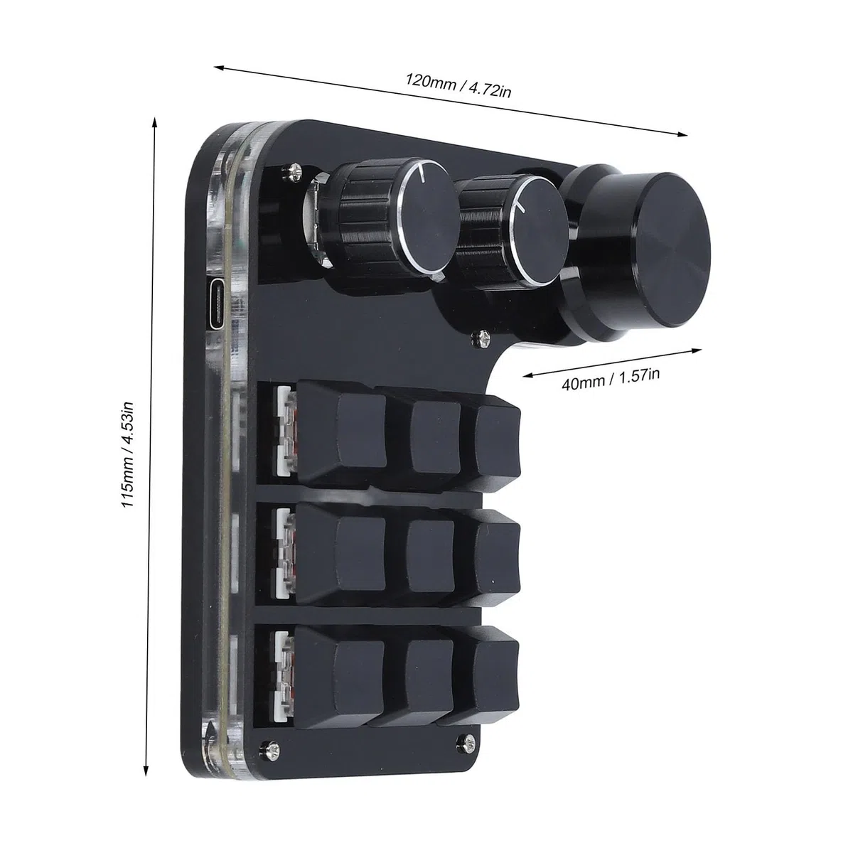 YWBL-WH Teclado Mecánico para Jugar, Mini Macro USB, 9 Teclas, 3 Perillas, Teclado LED RGB, Macro Play, Teclado USB de PC con una Mano para