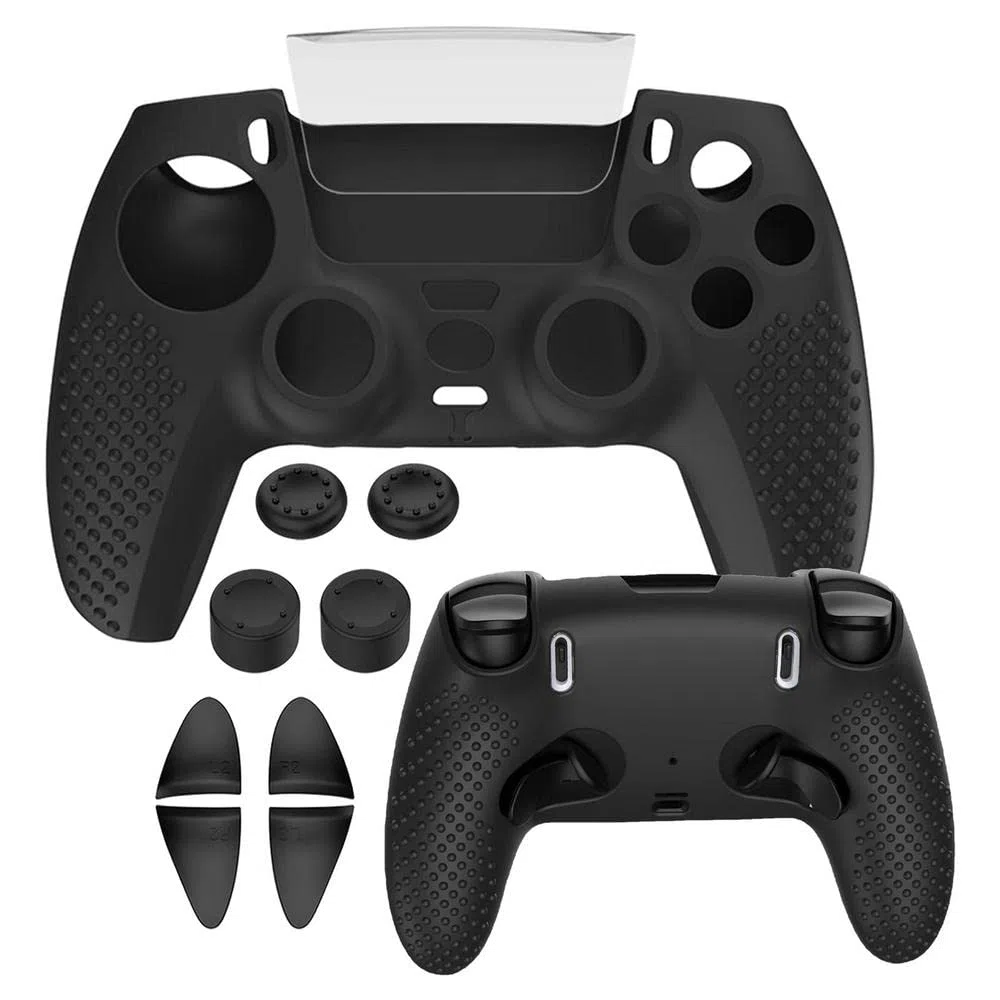 Funda protectora de silicona antideslizante + tapa basculante para controlador PS5 Edge