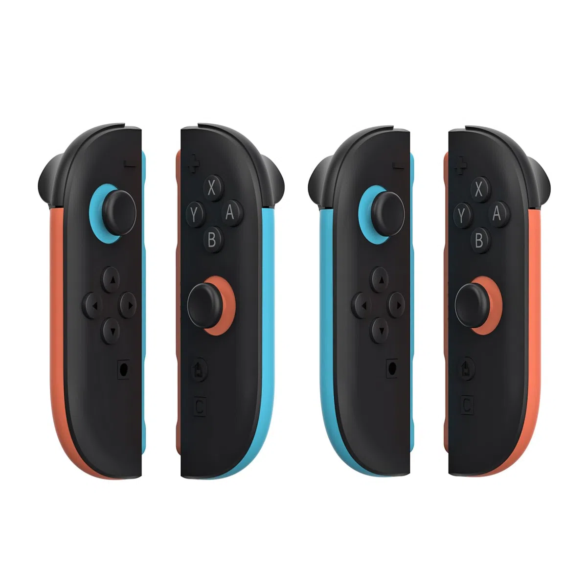 Tira Decorativa para Mandos Switch 2, Tiras Decorativas para Mandos Izquierdo y Derecho, Kit de Recambio para Juegos Accesorios (Izquierda azul + Derecha naranja)