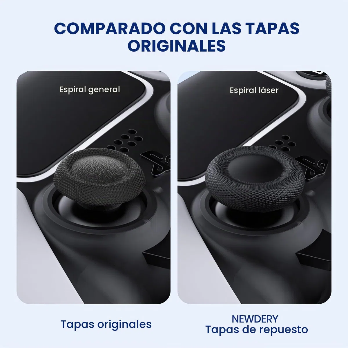 NEWDERY Juego de 10 Tapas para Mando de PS5/PS4, diseño Antideslizante con Textura láser, Resistentes al Desgaste, para mandos de PS5/PS4