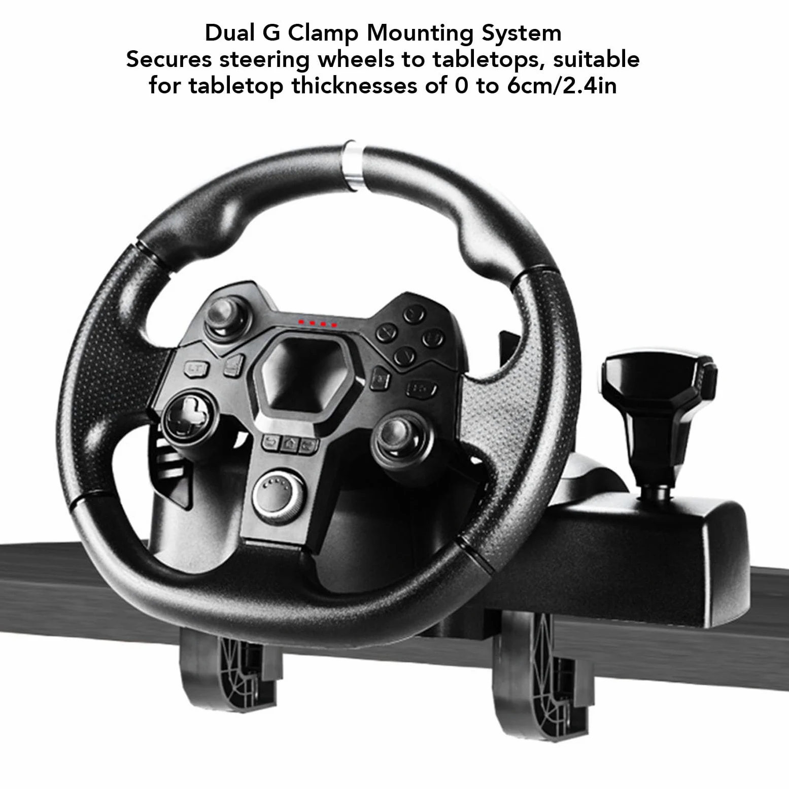 Yanmis Driving Force Volante de Carreras y Pedales de Piso, Real Force Feedback, Juego de Volante Gaming para, para, PC, para