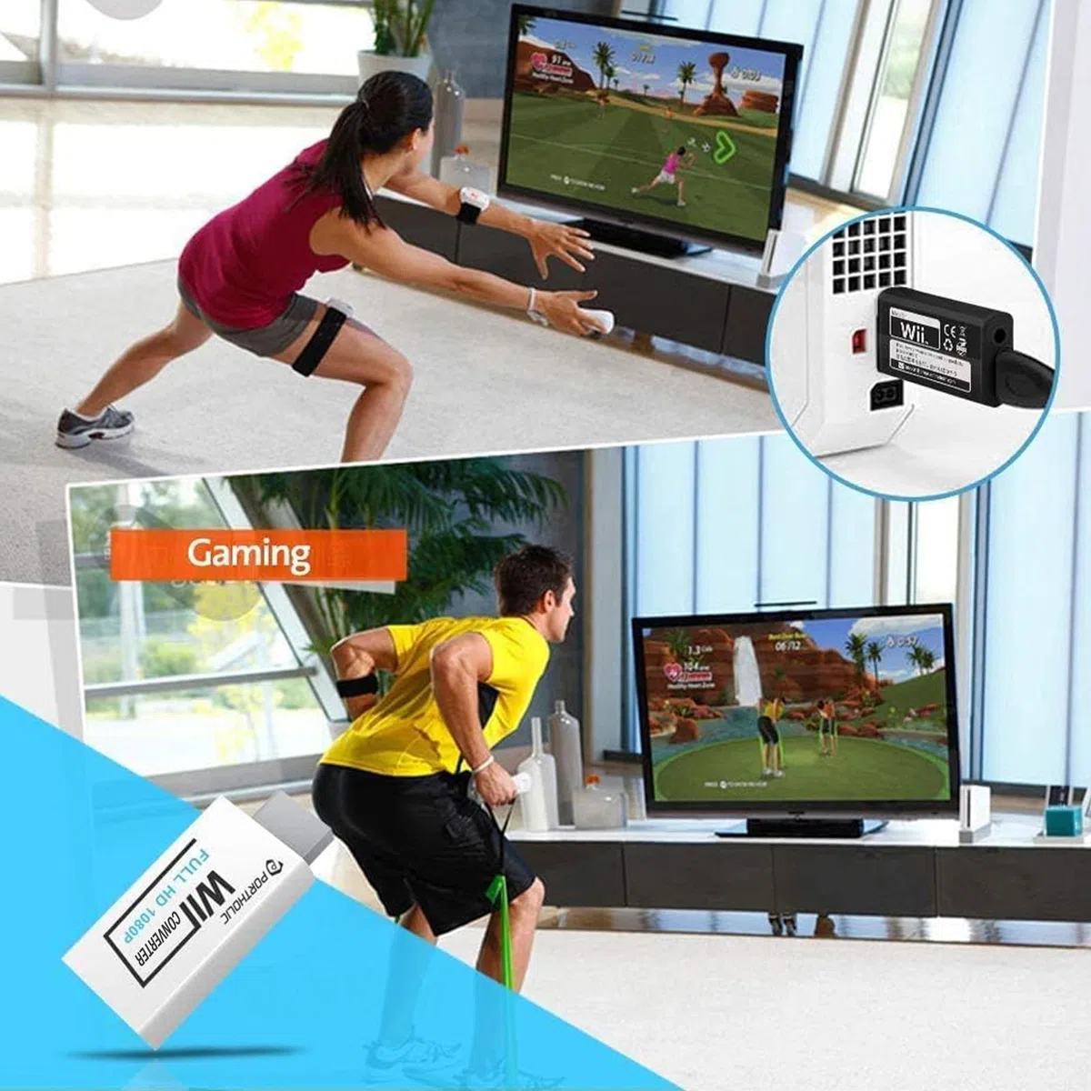 PORTHOLIC Adaptador Wii HDMI con Cable HDMI HD 1080p con Salida de Audio de 3,5 mm y Hdmi, soporta Todos los Modos de visualización Wii para Wii Monitor Projector TV (Blanco)