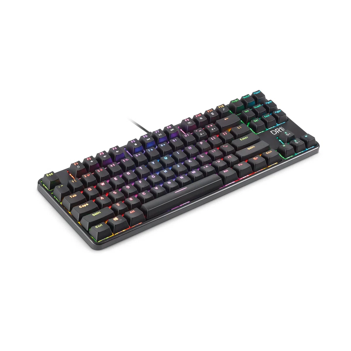 DR1TECH Raven+ Teclado Mecánico TKL Gaming RGB para PC [20Mln De Clic] - 87 Teclas Anti Ghosting - Teclado USB Ergonómico con Cable (QWERTY Internacional)
