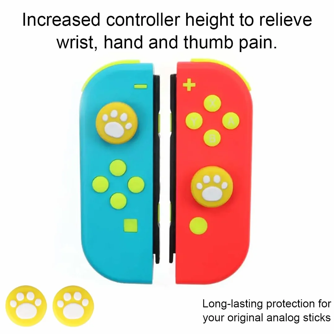 12 Piezas Tapas de Agarre para el Pulgar Compatible con Nintendo Switch y Switch Lite Cubierta Protectora de Botones de Silicona Diseño de Pata de Gato