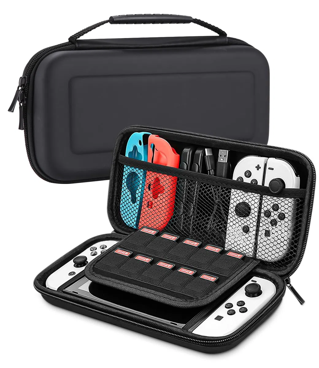 Jissta Funda para Nintendo Switch y Switch OLED, Accesorio Carcasa Protector Pantalla Rigido de Transporte, Accesorio Estuche Compatible con Consola Nintendo Switch y 10 Ranuras para Tarjeta