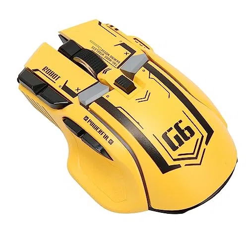 Jectse Ratón inalámbrico para juegos, 3 modos 2.4G con cable Bluetooth con 5 DPI ajustables y 11 luces RGB, mouse ergonómico para computadora portátil (amarillo)