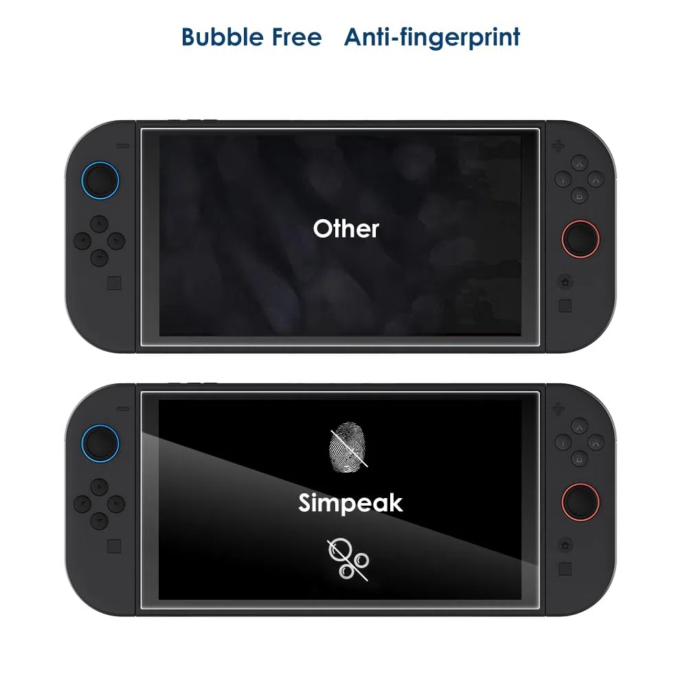 Simpeak 2 Piezas Protector de Pantalla Compatible para Switch 2 Modelo 2025 8 Pulgadas, Cristal Templado Premium Sin Burbujas/Antiarañazos/Dureza 9H/HD/Anti-Huella