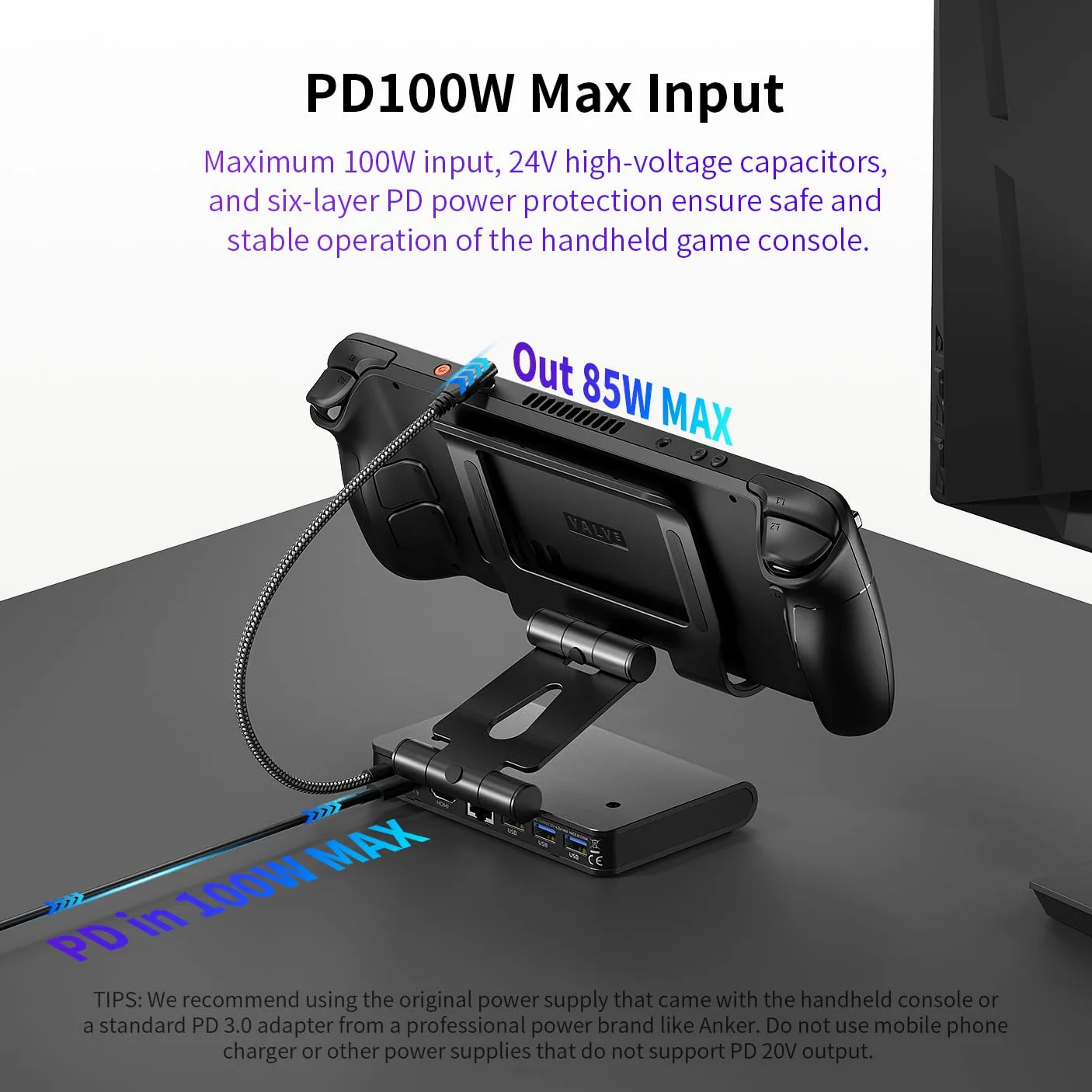 Base de Acoplamiento magnética con Doble Ventilador 4K@144Hz – PD 100W y Gigabit para ROG Xbox Ally/X, ROG Ally/X, Switch 2/1, Steam Deck (OLED), Claw/Claw 8, Legion Go y OneXPlayer