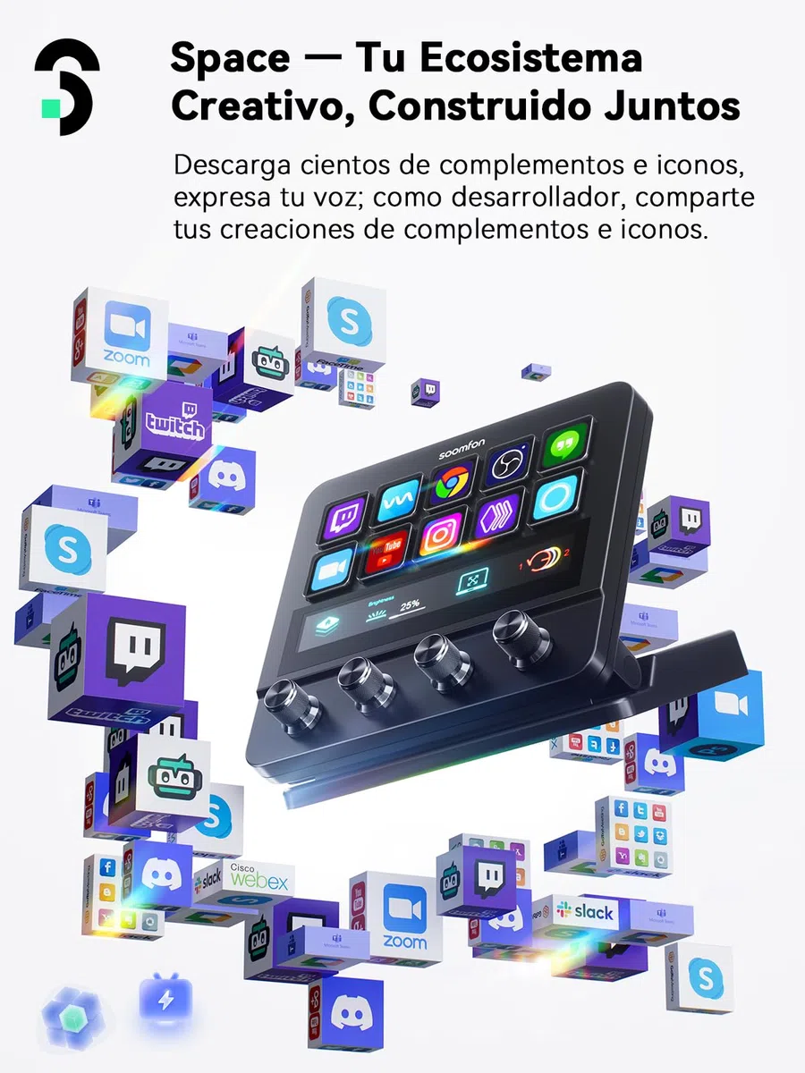 SOOMFON Stream Controller Deck 10 Teclas Macro&Pantalla Táctil&4 Perillas | Stream Controlador Deck con OBS Twitch YouTube PS Word Zoom Excel y Más, con Mac/Win, para Streaming Gaming Oficina Creación