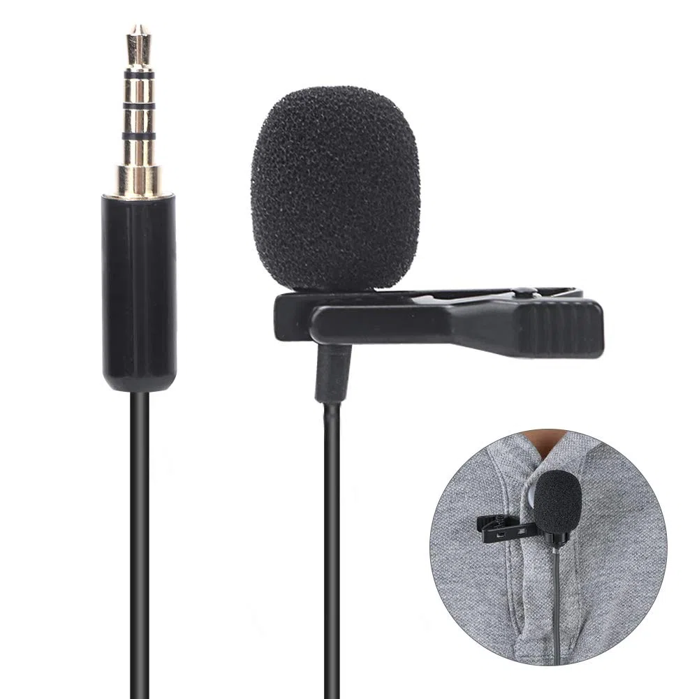 Micrófono de solapa, mini micrófono portátil con clip de collar Micrófono de grabación de entrevista para computadora de teléfono móvil