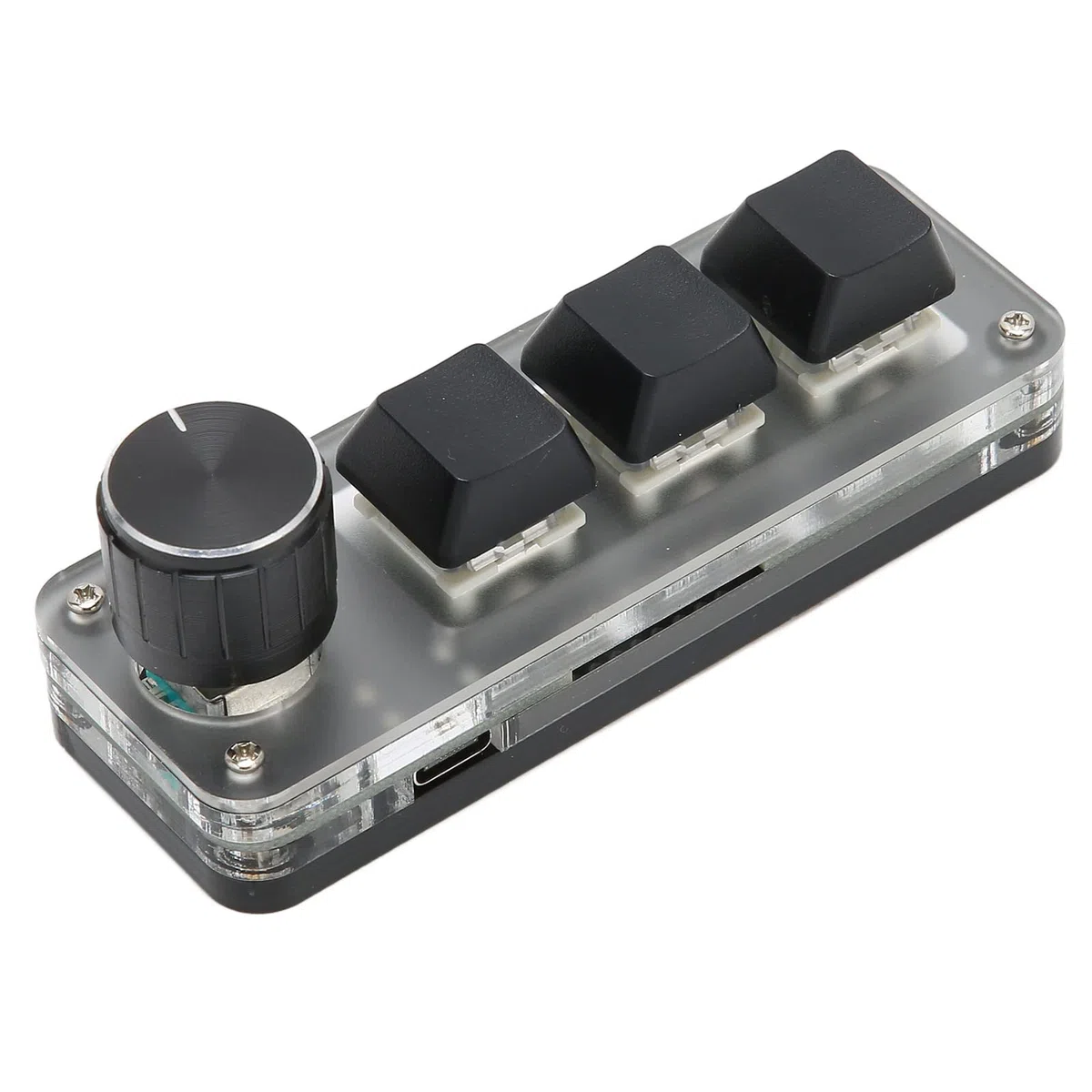 Teclado de 3 Teclas, Mini Teclado Portátil Retroiluminado RGB de 3 Teclas con Perilla para Juegos de Programación de Bricolaje Adecuado para La Producción de Música de Juegos de Oficina