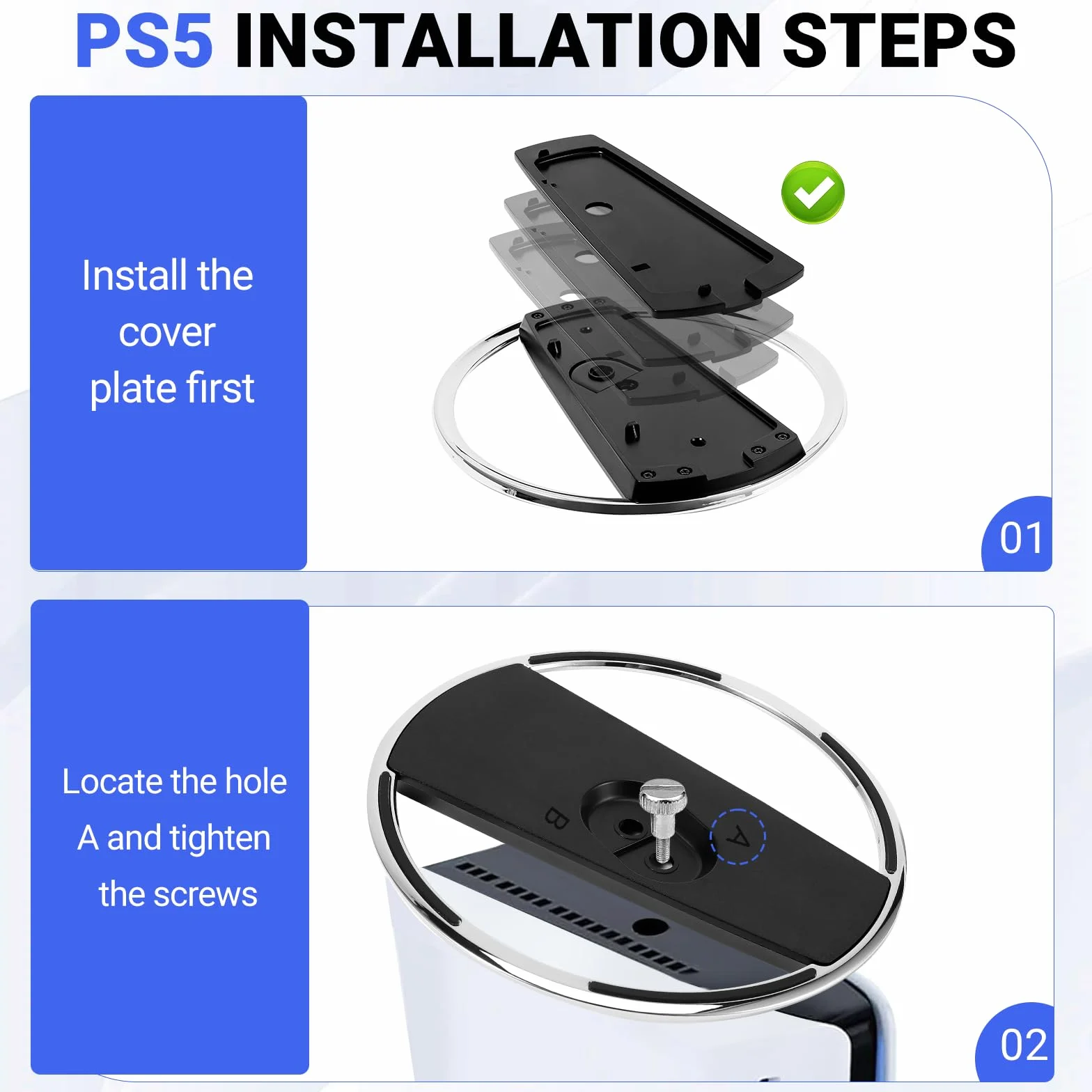 Zorplex Soporte Vertical para Consola PS5/PS5 Pro,aleación de zince&ABS Accesorios de PlayStation 5, Compatible para PS5 (Disco y Edición Digita) l, con Base Antideslizante y Tornillo