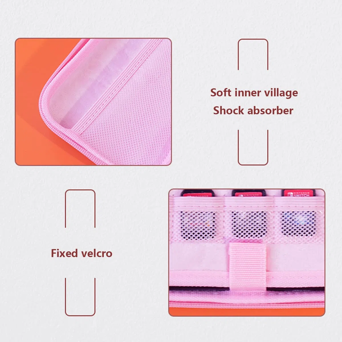 Funda de transporte compatible con Nintendo Switch OLED/Switch, bolsa protectora de carcasa rígida con 10 ranuras para tarjetas de juego para la consola Switch y sus accesorios (escama de pez rosa)