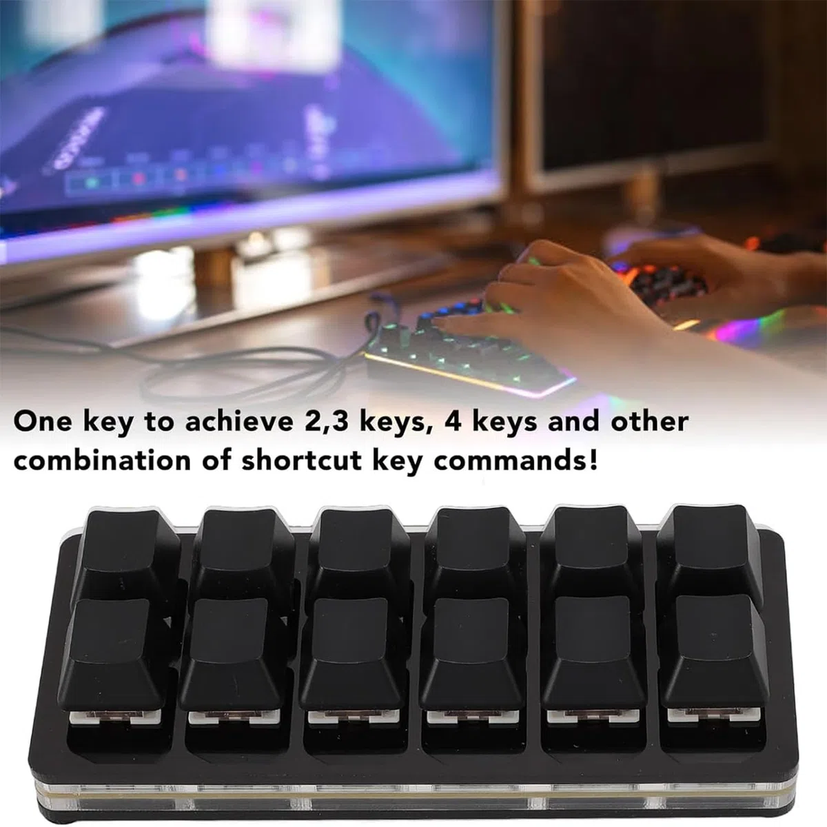 Teclado programable, Mini Teclado USB para Juegos de 12 Teclas con LED RGB, Interruptor Rojo Intercambiable en Caliente, Teclado mecánico Personalizado para 1 Mano, para Juegos