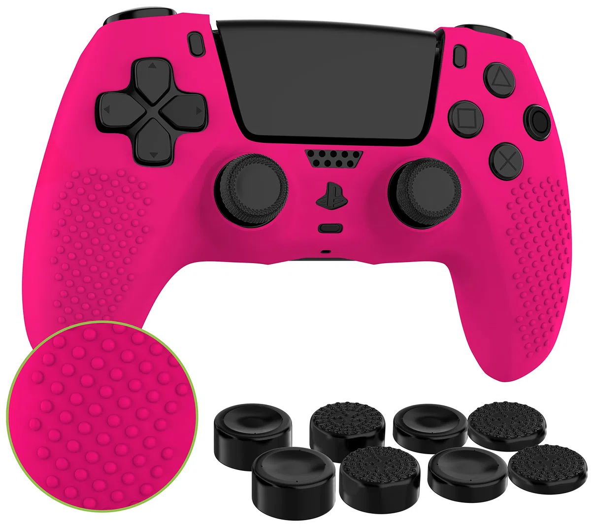 MyGadget Funda de Silicona Mando PS5 - con 8 Botones de Thumbsticks (2 Pares Altos | 2 Pares Bajos) - Carcasa para PlayStation 5 Dualsense Wireless en Rosa
