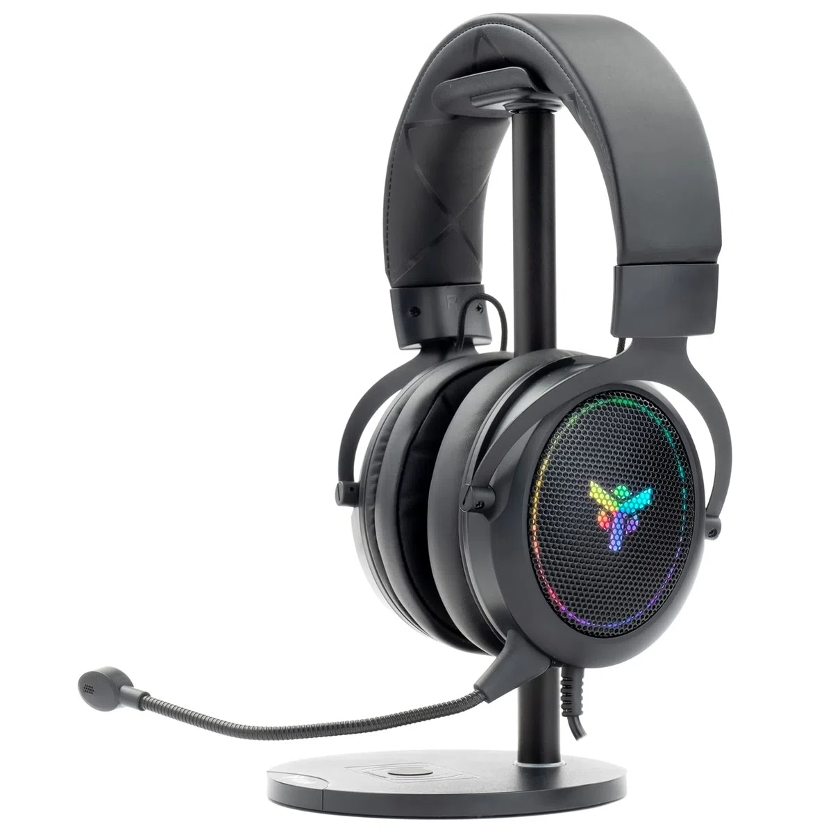 Itek H500 Auriculares Gaming con Micrófono Extraíble, Sonido Envolvente 7.1 Virtual, Cancelación de Ruido Externo, Iluminación LED RGB, Conexión USB, Compatible con PC y Consola, Negro, Ajustable